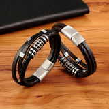 Stainless Steel Leather Bracelet Friendship Buddha Bracelet for Men