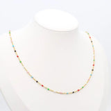 Enamel Link Cable Chain Necklace Stainless Steel Multicolor Jewelry 60-50cm