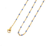 Enamel Link Cable Chain Necklace Stainless Steel Multicolor Jewelry 60-50cm