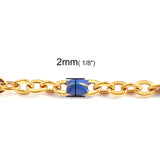 Enamel Link Cable Chain Necklace Stainless Steel Multicolor Jewelry 60-50cm