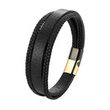 Stainless Steel Magnetic Men Bracelet Leather Braided Punk Rock Bangle