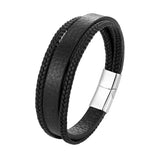 Stainless Steel Magnetic Men Bracelet Leather Braided Punk Rock Bangle