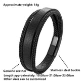Stainless Steel Magnetic Men Bracelet Leather Braided Punk Rock Bangle