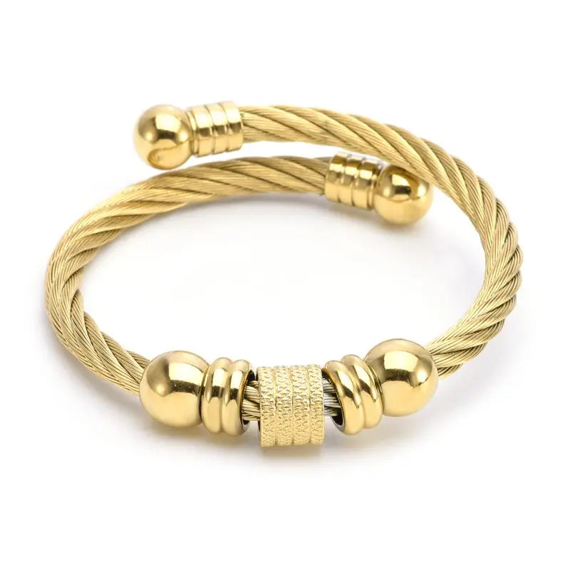 Stainless Steel Men Cuff Crystal Bangles Mesh Beads Sporty Bracelets