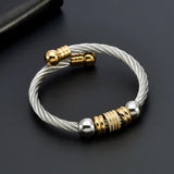 Stainless Steel Men Cuff Crystal Bangles Mesh Beads Sporty Bracelets