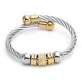 Stainless Steel Men Cuff Crystal Bangles Mesh Beads Sporty Bracelets