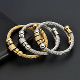 Stainless Steel Men Cuff Crystal Bangles Mesh Beads Sporty Bracelets