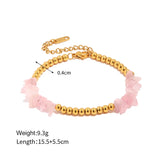 Pink Stone Chips Beaded Bracelet for Women