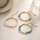 Pink Stone Chips Beaded Bracelet for Women