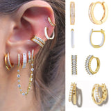 Zircon Circle Chain Earrings For Women Cartilage Hoop Jewelry