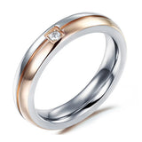 Stainless Steel Zircon Couple Rings Wedding Engagement CZ Ring