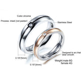 Stainless Steel Zircon Couple Rings Wedding Engagement CZ Ring