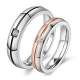 Stainless Steel Zircon Couple Rings Wedding Engagement CZ Ring