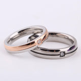 Stainless Steel Zircon Couple Rings Wedding Engagement CZ Ring