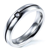 Stainless Steel Zircon Couple Rings Wedding Engagement CZ Ring