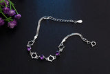 Purple/White Crystal Star Bracelet&Bangle 925 Sterling Plata Jewelry