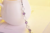 Purple/White Crystal Star Bracelet&Bangle 925 Sterling Plata Jewelry