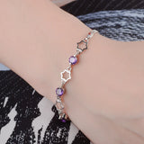Purple/White Crystal Star Bracelet&Bangle 925 Sterling Plata Jewelry