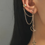 Stars Moon Clip Earrings Ear Hook Metal Ear Clips Double Pierced Earring