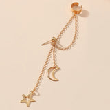 Stars Moon Clip Earrings Ear Hook Metal Ear Clips Double Pierced Earring