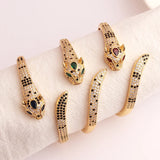 Leopard Cuff Bangle with Zircon Spots Bracelet