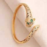 Leopard Cuff Bangle with Zircon Spots Bracelet