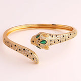 Leopard Cuff Bangle with Zircon Spots Bracelet