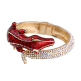 Crocodile Bangle Cuff Bracelet Antique Plated Rhinestone Animal Women Bracelet