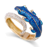 Crocodile Bangle Cuff Bracelet Antique Plated Rhinestone Animal Women Bracelet