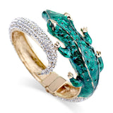 Crocodile Bangle Cuff Bracelet Antique Plated Rhinestone Animal Women Bracelet