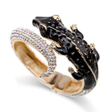 Crocodile Bangle Cuff Bracelet Antique Plated Rhinestone Animal Women Bracelet