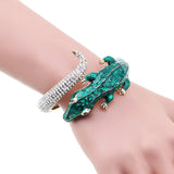 Crocodile Bangle Cuff Bracelet Antique Plated Rhinestone Animal Women Bracelet