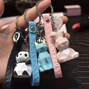 Stereo Dinosaur Keychain Key ring Panda Koala Fox Multiple Animal Keychain