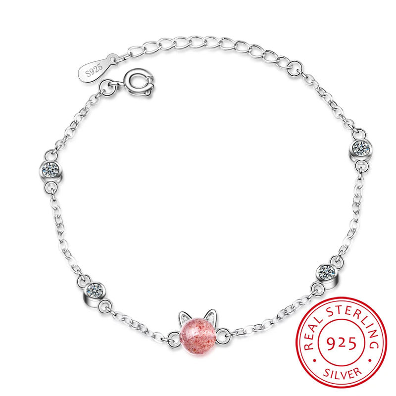 Sterling Silver 925 Crystal Cat Bangle Bracelet for Women