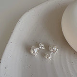 Liquid Metal Pearl Stud Earrings Retro Style Women's Jewelry