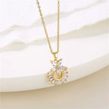 Sunflower Clavicle Necklace Choker For Women Leaf Feather Shining Crystal