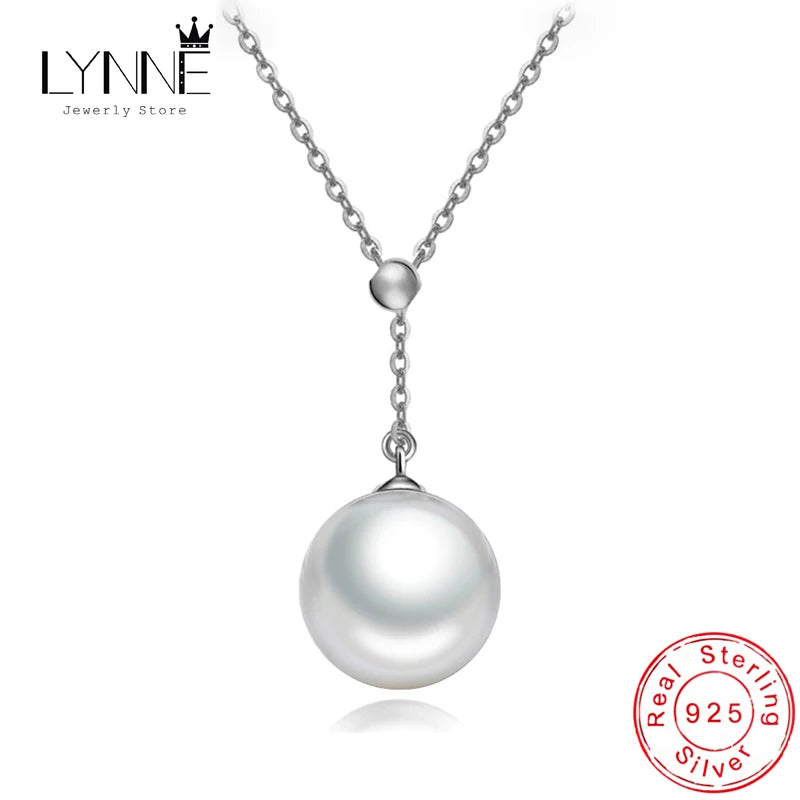 Pearl Pendant Necklace 925 Sterling Silver Adjustable Collarbone Jewelry