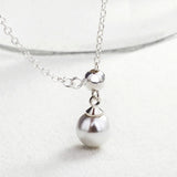 Pearl Pendant Necklace 925 Sterling Silver Adjustable Collarbone Jewelry