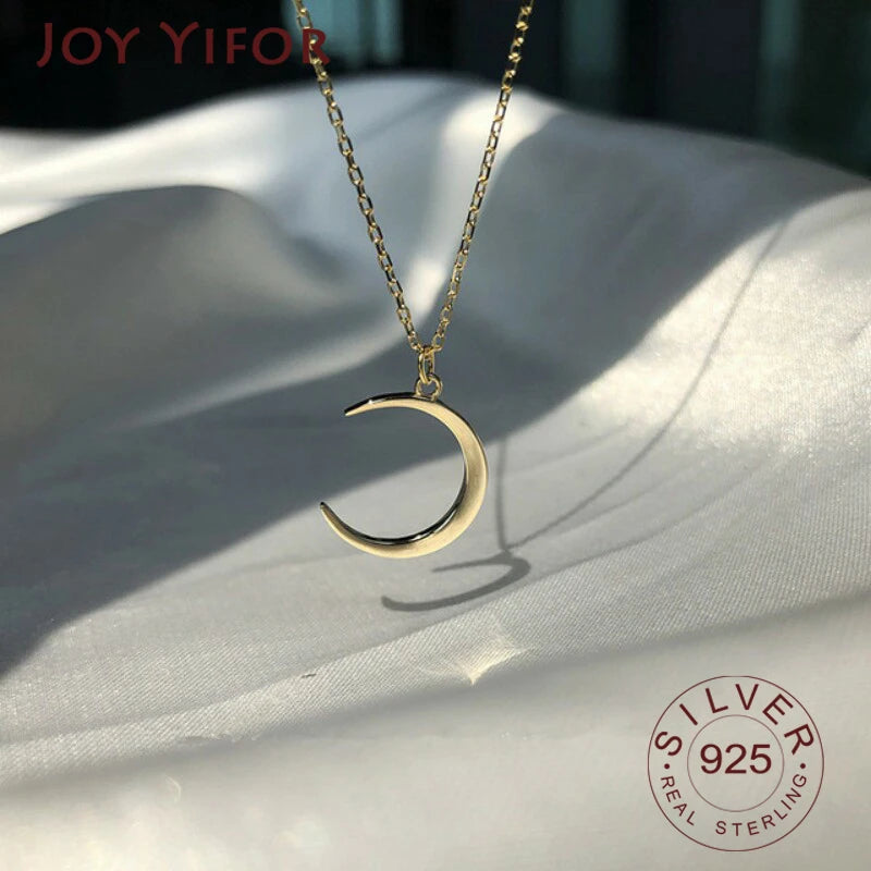 Moon 925 Silver Necklace Crescent Clavicle Chain Pendant
