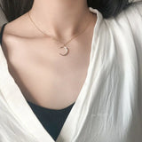 Moon 925 Silver Necklace Crescent Clavicle Chain Pendant