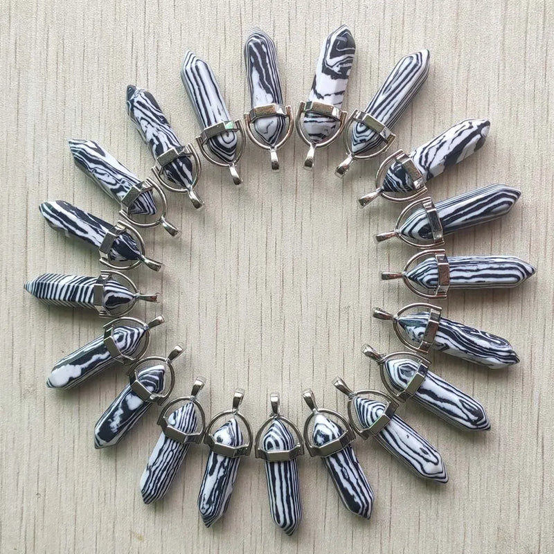 24pcs Synthetic Malachite Pillar Point Charms Pendants for Jewelry Making