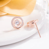 Tai Chi 925 Sterling Silver Mini Earrings - Rose Zircon Gift