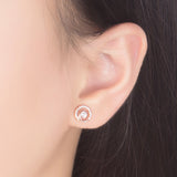 Tai Chi 925 Sterling Silver Mini Earrings - Rose Zircon Gift