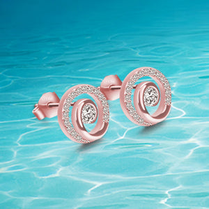 Tai Chi 925 Sterling Silver Mini Earrings - Rose Zircon Gift
