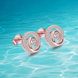 Tai Chi 925 Sterling Silver Mini Earrings - Rose Zircon Gift