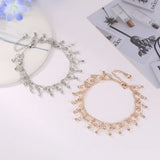 Rhinestone Tassel Anklet for Women Beach Barefoot Chain Jewelry