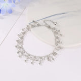 Rhinestone Tassel Anklet for Women Beach Barefoot Chain Jewelry