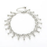 Rhinestone Tassel Anklet for Women Beach Barefoot Chain Jewelry
