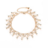 Rhinestone Tassel Anklet for Women Beach Barefoot Chain Jewelry