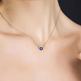 925 Silver Sapphire Zircon Heart Pendant Necklace